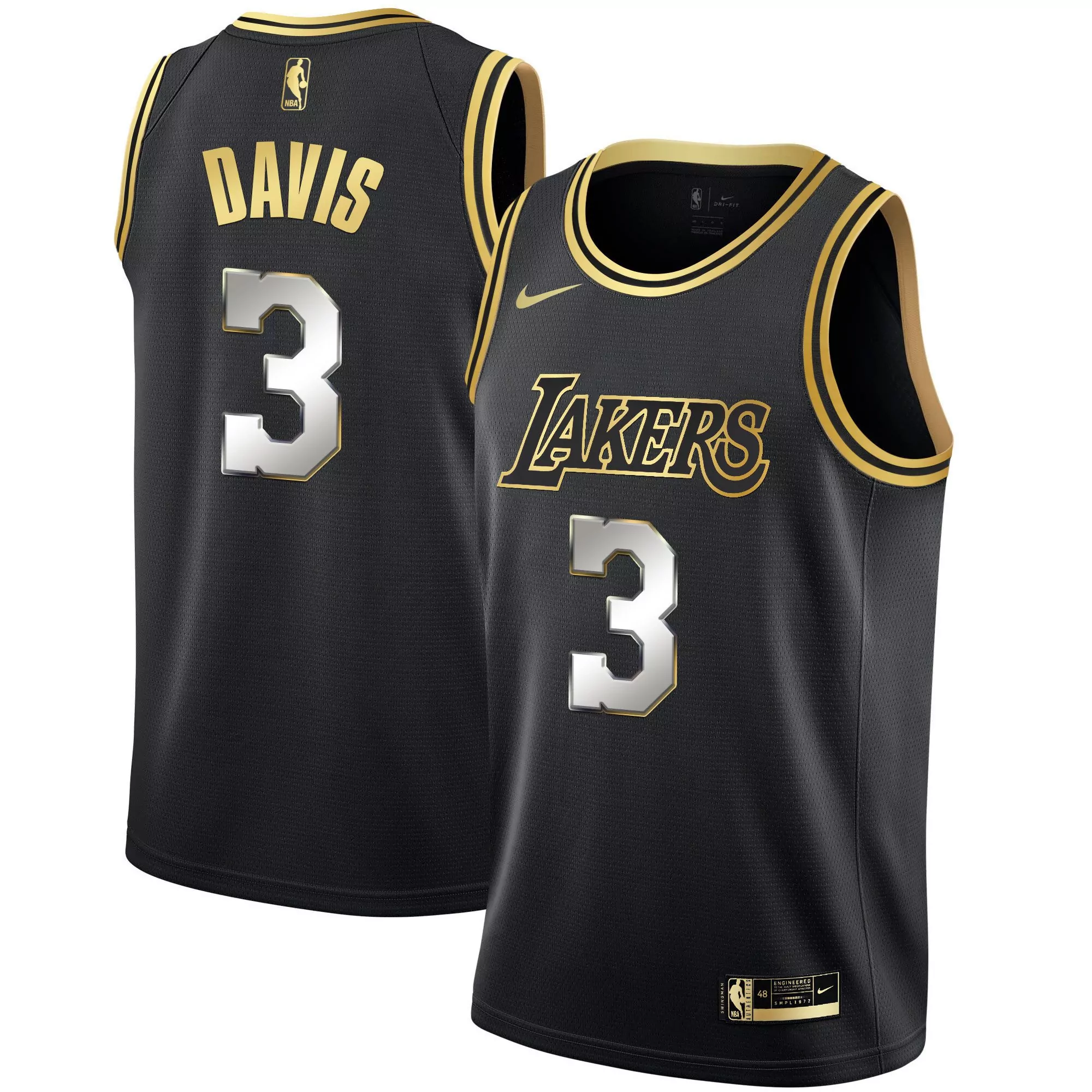 men s anthony davis 3 los angeles lakers black stitched jersey with name patch 2023
