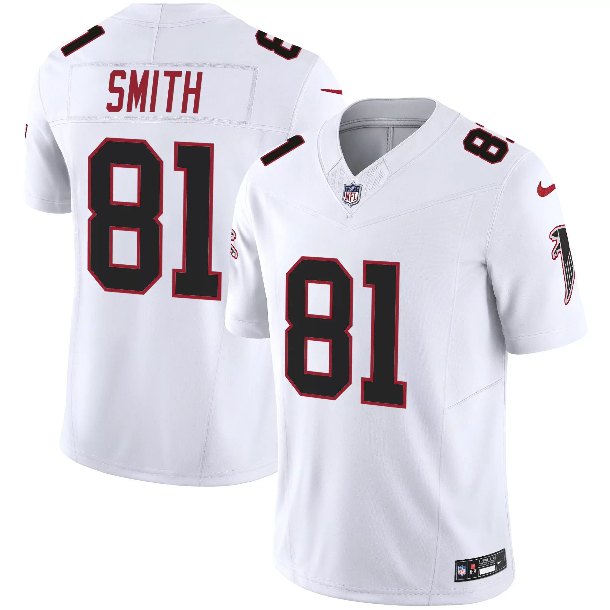men s atlanta falcons white stitched jersey smith 81 name patch 2023 style
