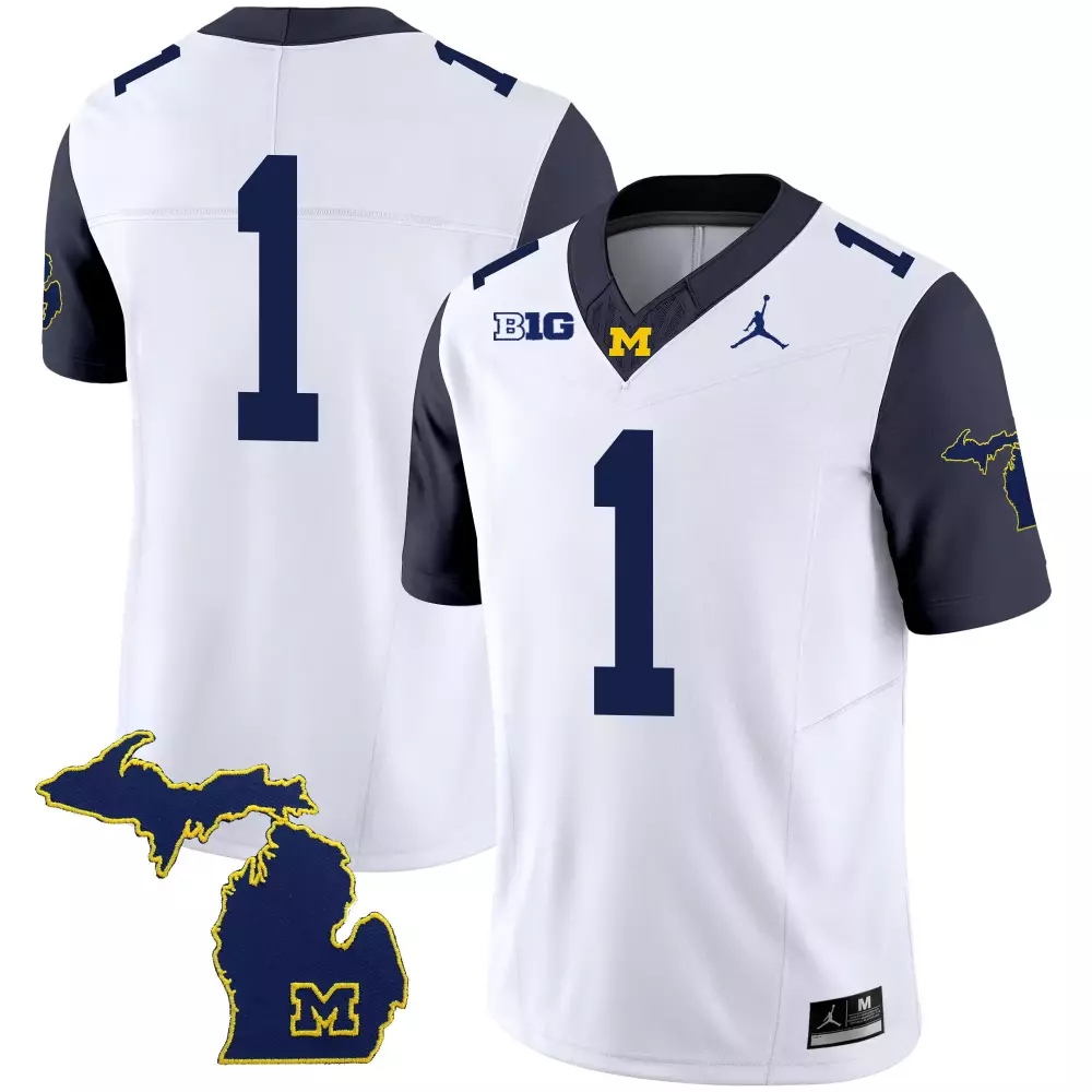 Men's Michigan Wolverines 2023 All Stitched Jersey | White Player 1 Name Patch | Perfect Fan Gear for Game Day | For Men, Women & Youth
