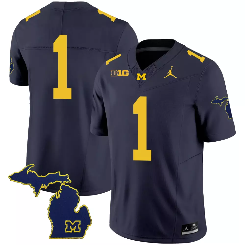 Men's Michigan Wolverines Jersey 1 Navy | All Stitched Name Patch 2023 | Ideal Game Day Outfit | For Men, Women & Youth