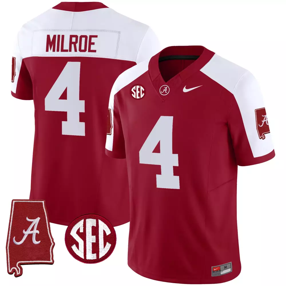 Milroe 4 Alabama Crimson Tide 2024 Christmas Jersey | Stitched Red | Limited Edition Fan Gear | For Men, Women & Youth