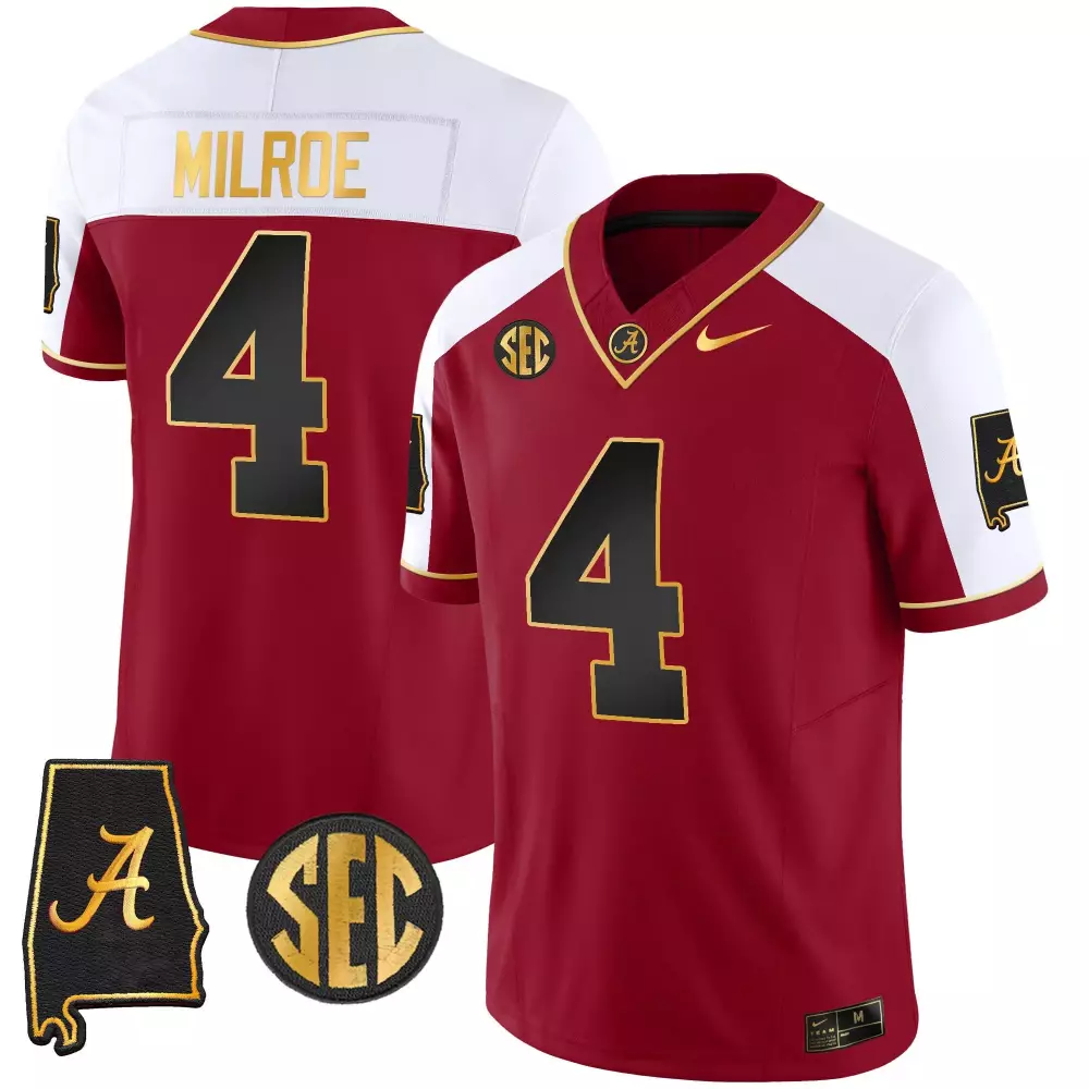 Milroe 4 Alabama Crimson Tide 2024 Christmas Jersey | Stitched Red | Limited Edition Fan Gear | For Men, Women & Youth