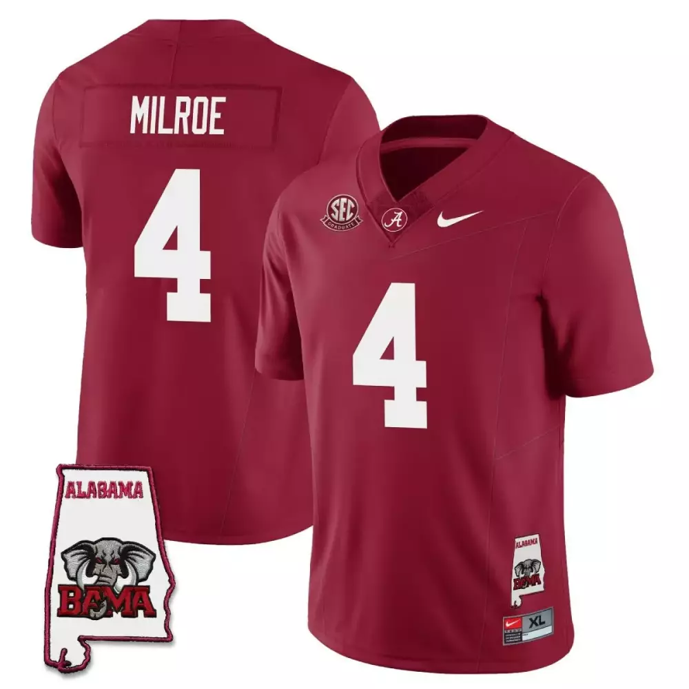 Milroe 4 Alabama Crimson Tide Men's Stitched Jersey | 2023 Crimson Name Patch | Limited Edition | For Men