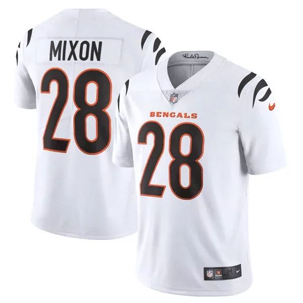 mixon 28 cincinnati bengals men s orange stitched jersey name patch 2023