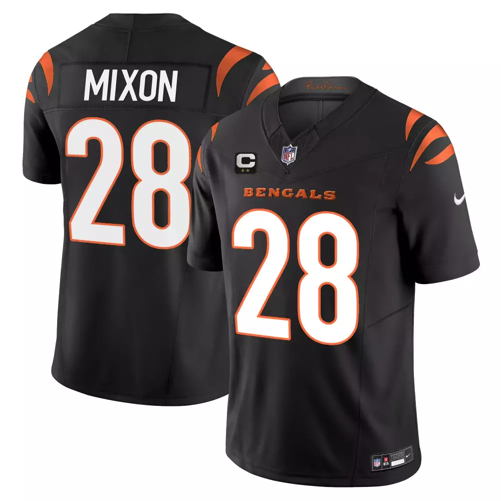 mixon 28 men s cincinnati bengals black all stitched jersey with name patch 2023