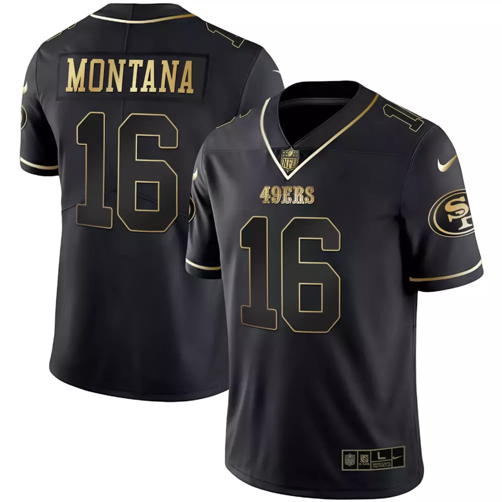 Montana 16 San Francisco 49ers 2023 Men's Red All Stitched Jersey | 75th Anniversary Name Patch | Game Day Outfit | For Men, Women & Youth