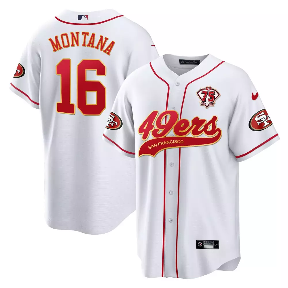 Montana 16 San Francisco 49ers 2023 Men's White Stitched Jersey | Name Patch Style | Game Day Outfit | For Men, Women & Youth