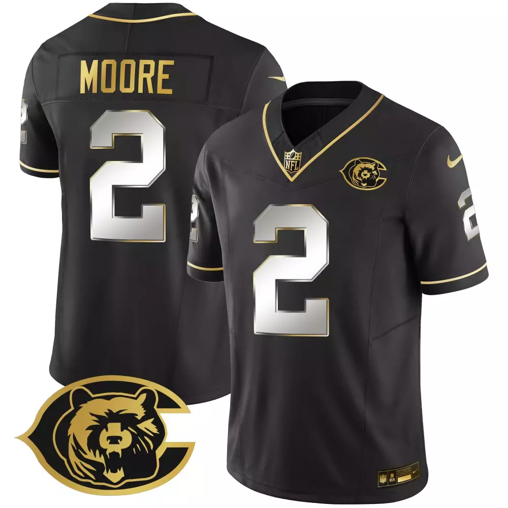 moore 2 black stitched jersey men s name patch 2023 bears