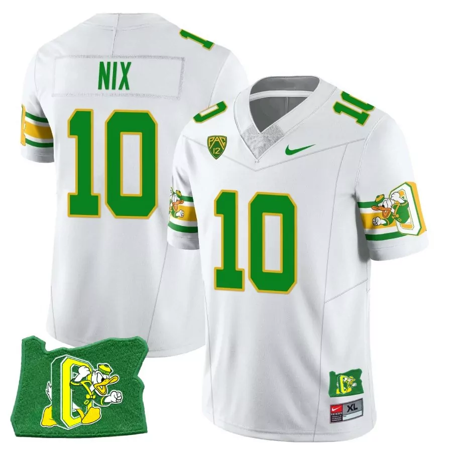 nix 10 oregon ducks men s stitched white jersey year 2023 name patch style