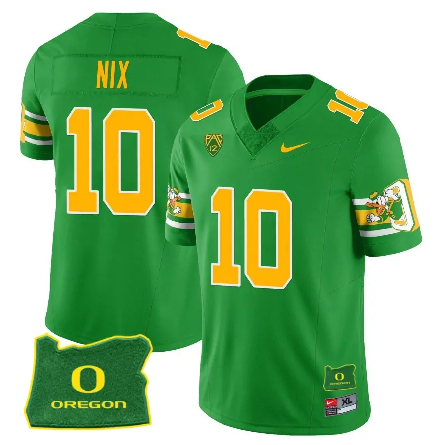 Nix 10 Oregon Ducks Men'S Green All Stitched Jersey With Mighty Oregon Patch 2025