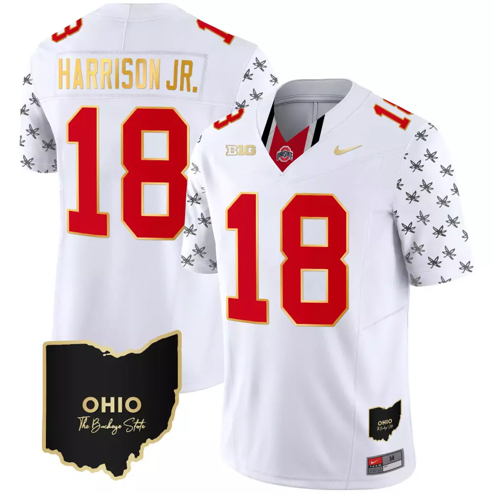 Ohio State Buckeyes Harrison Jr. 18 Men's Stitched Black Jersey | Name Patch 2023 | For Men, Women & Youth