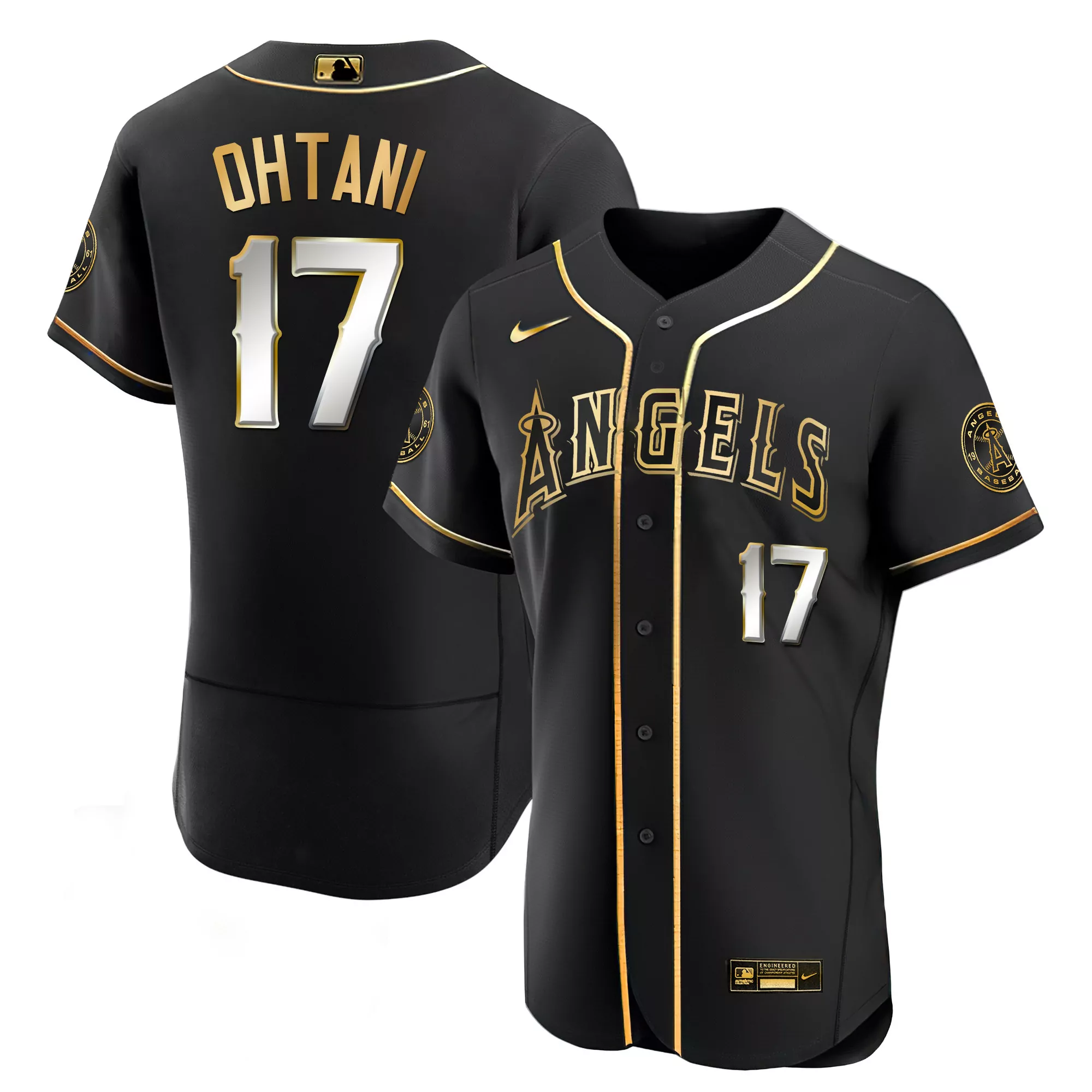 ohtani 17 men s los angeles angels black limited style all stitched jersey 2023 name patch