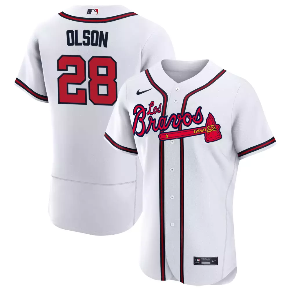 olson 28 men s stitched los braves jersey white 2023 name patch