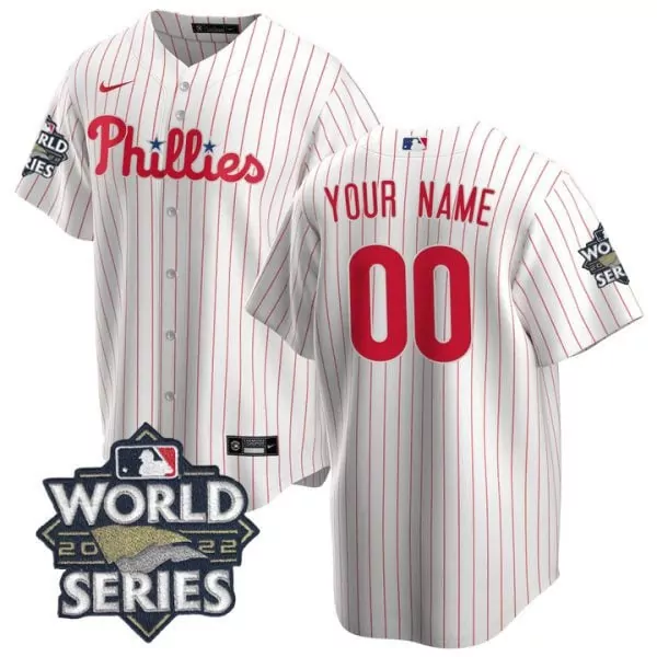 philadelphia phillies 2022 world series custom jersey all stitched men s white style name patch 1