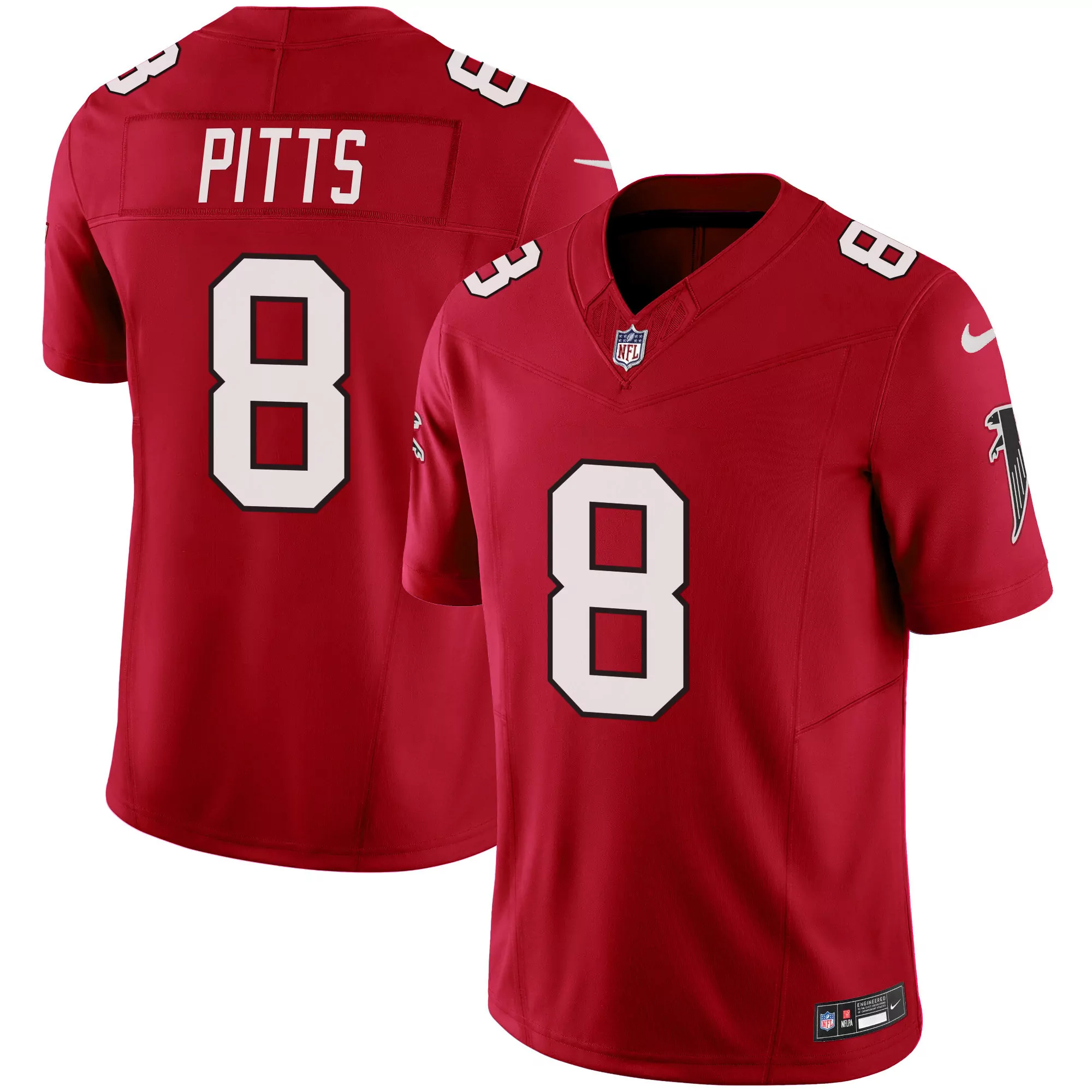 pitts 8 men s atlanta falcons red stitched jersey 2023 name patch