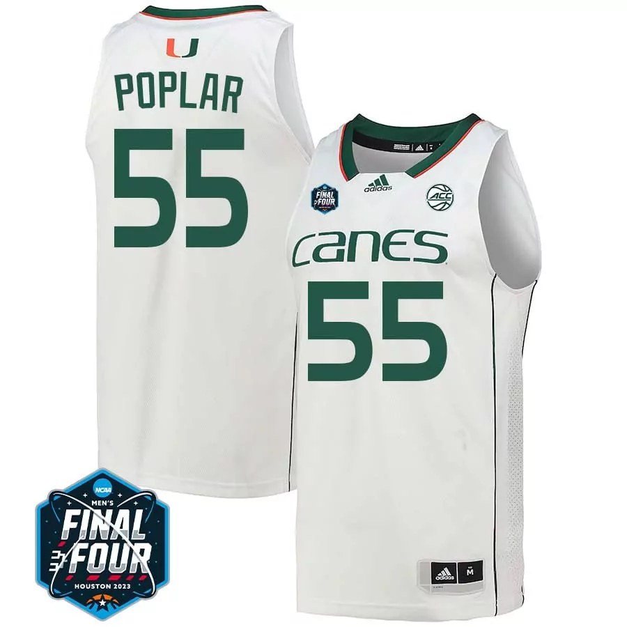 poplar 55 men s miami hurricanes 2023 final four stitched jersey all name patch style green