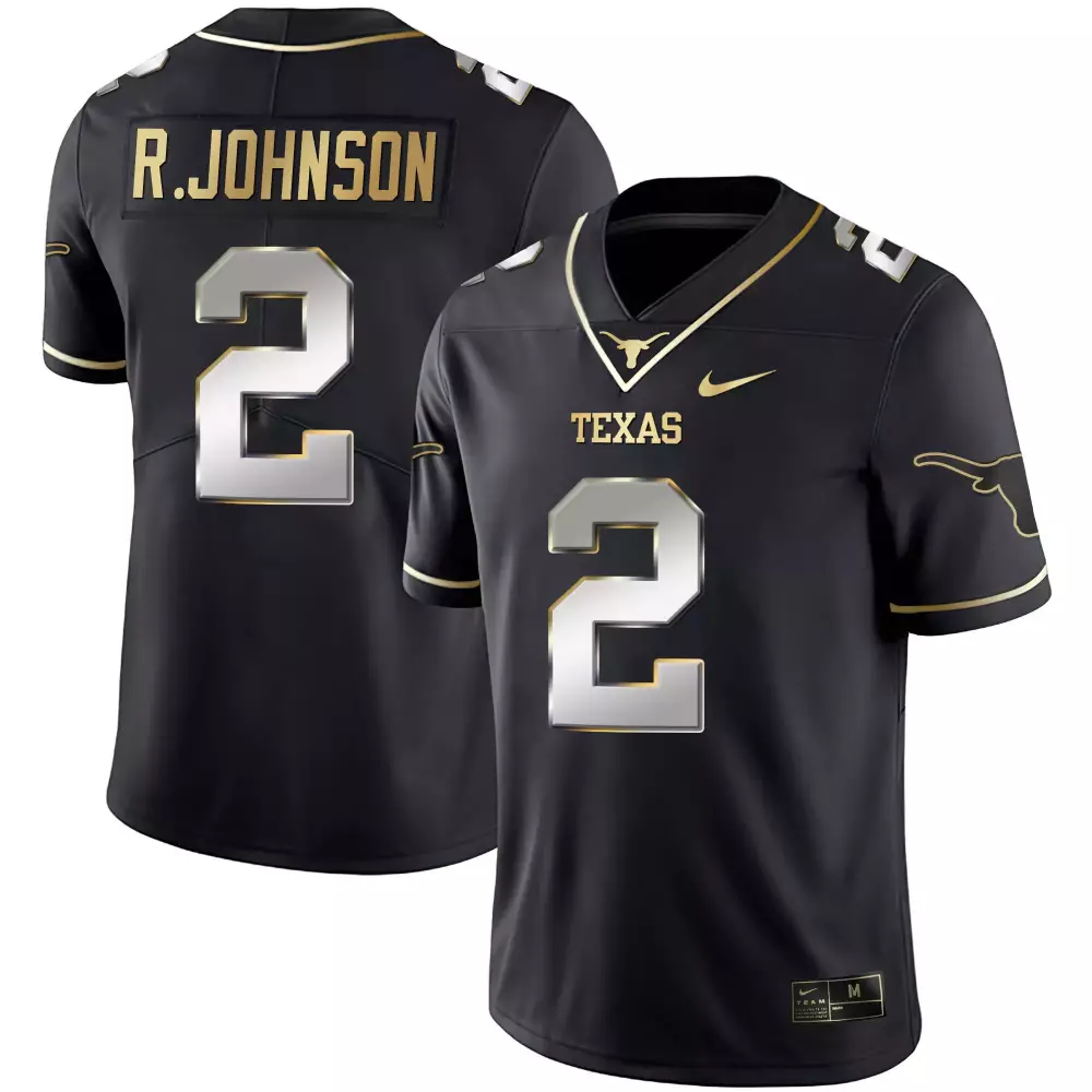 R Johnson 2 Texas Longhorns 2023 Black Limited Stitched Jersey | Name Patch | Fan Gear for Men, Women & Youth