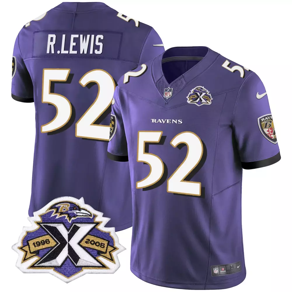 Ravens Black Stitched Jersey R Lewis 52 Men'S 2024 Maryland Flag Style