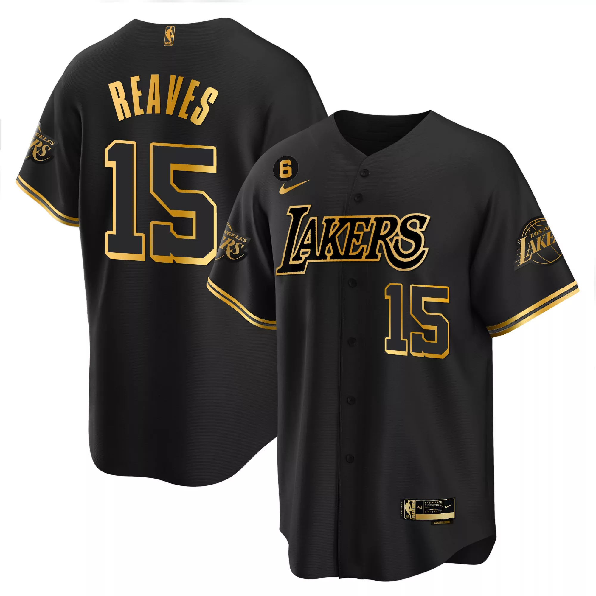 reaves 15 los angeles lakers black stitched jersey men s name patch 2023