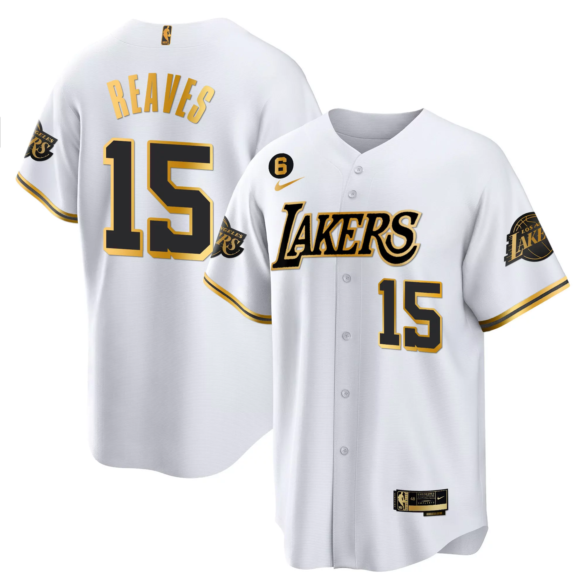 reaves 15 los angeles lakers white stitched jersey men s 2023 name patch