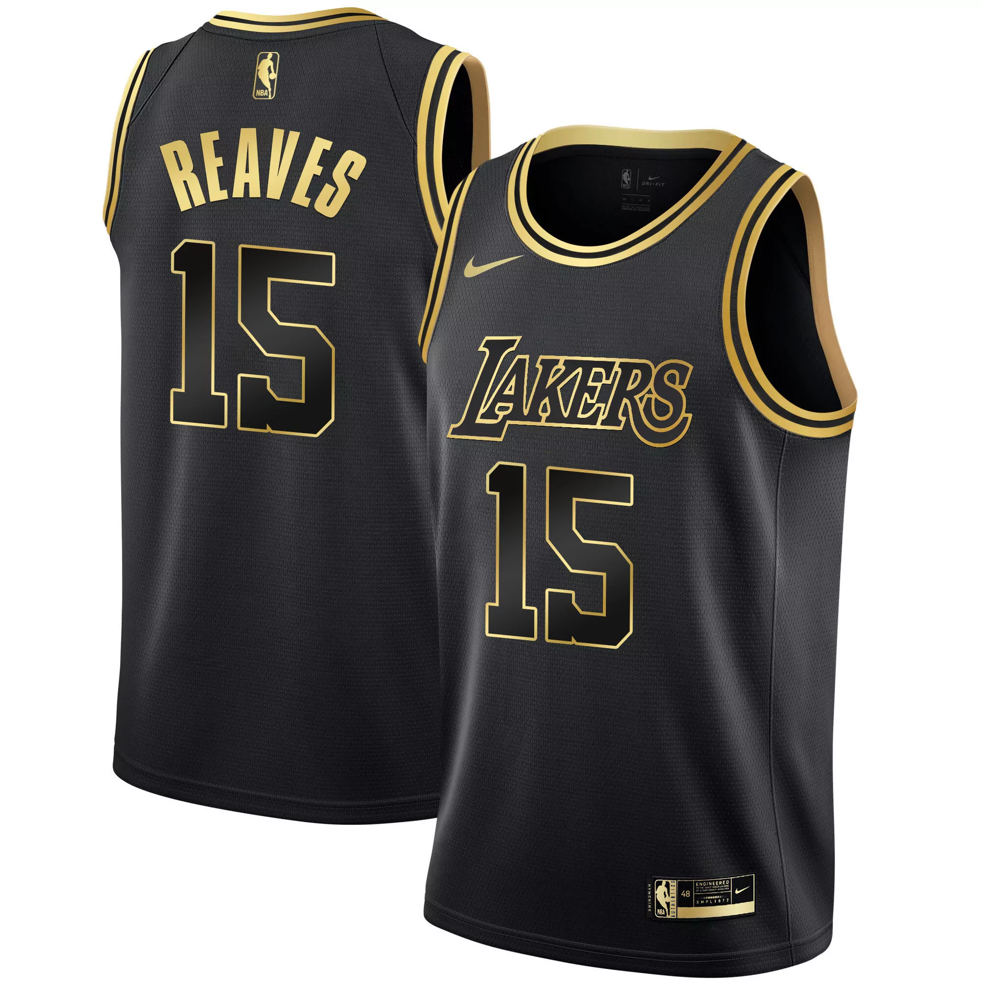 reaves 15 men s lakers black limited amp stitched jersey with name patch 2023