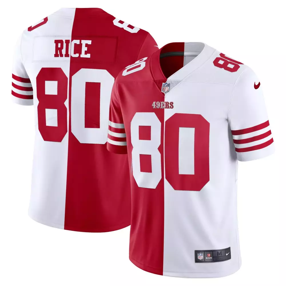 Rice 80 San Francisco 49ers White & Red Stitched Jersey | Name Patch 2023 | Replica Fan Gear for Men, Women & Youth