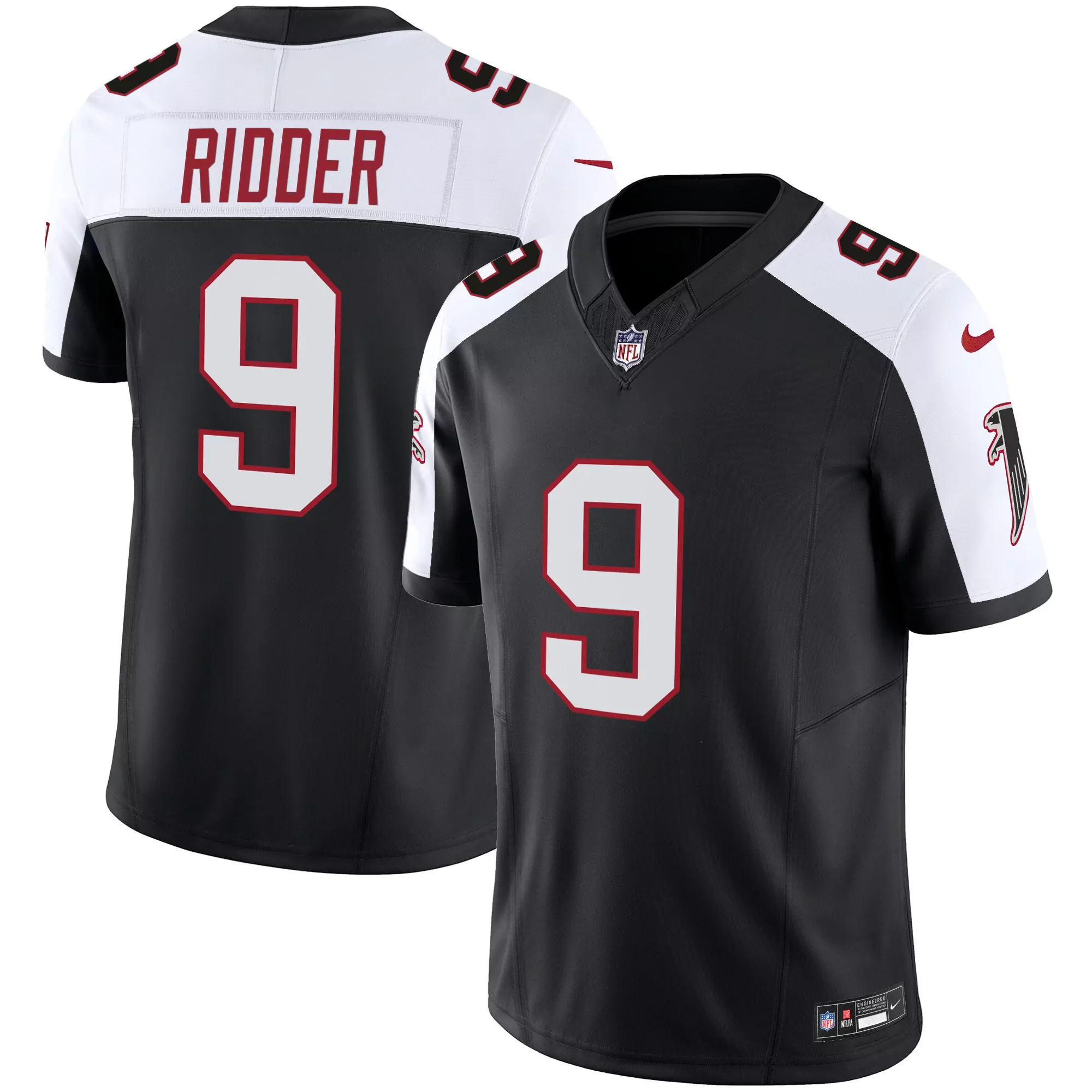 ridder 9 men s atlanta falcons black stitched jersey 2023 name patch style