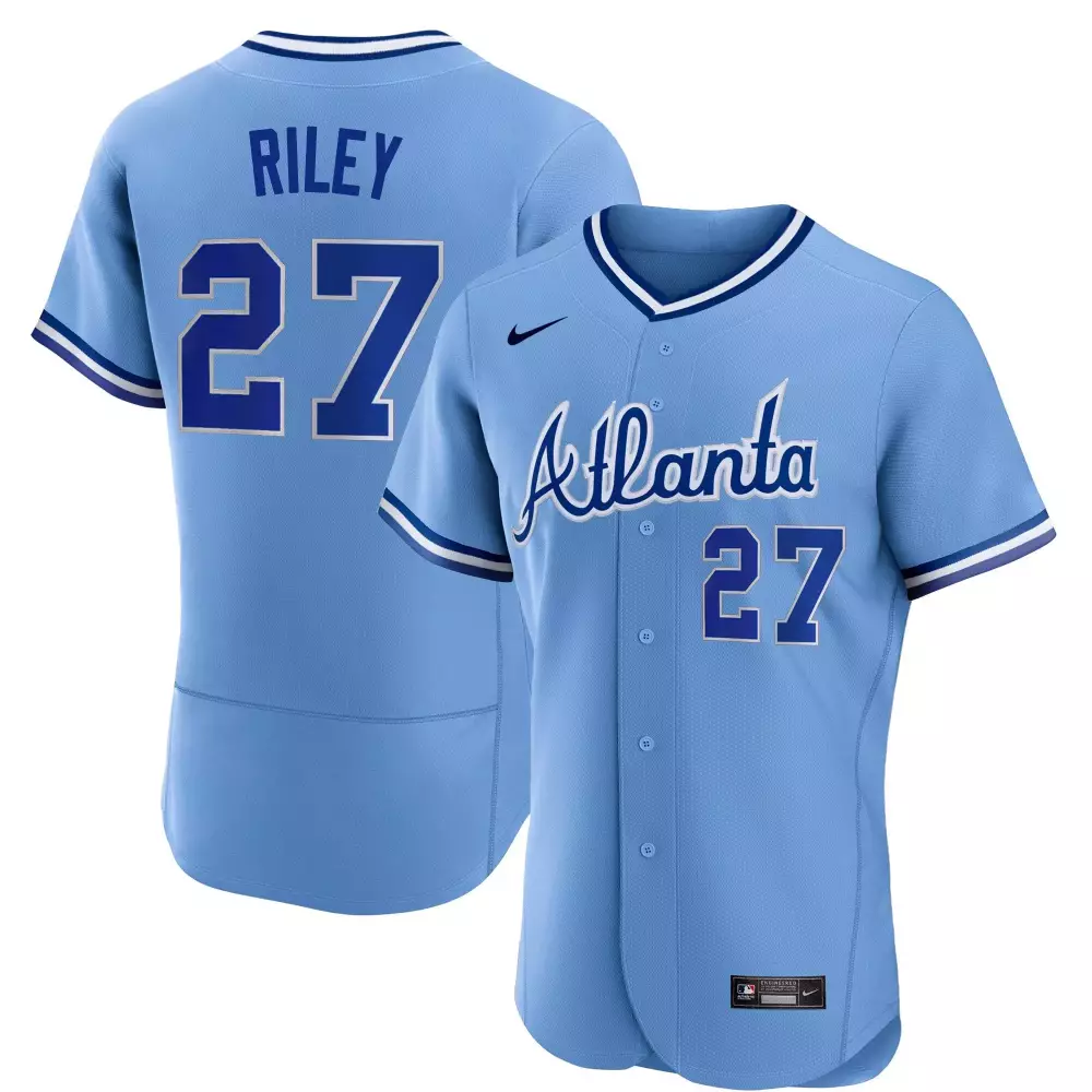 Riley 27 Atlanta Braves Men's Black Stitched Jersey | 2023 with Name Patch | Outkast Style Fan Gear | For Men, Women & Youth