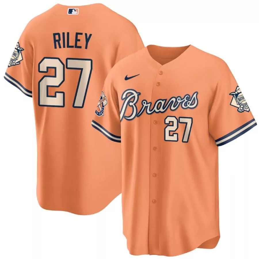 Riley 27 Atlanta Braves Men's Black Stitched Jersey | 2023 with Name Patch | Outkast Style Fan Gear | For Men, Women & Youth
