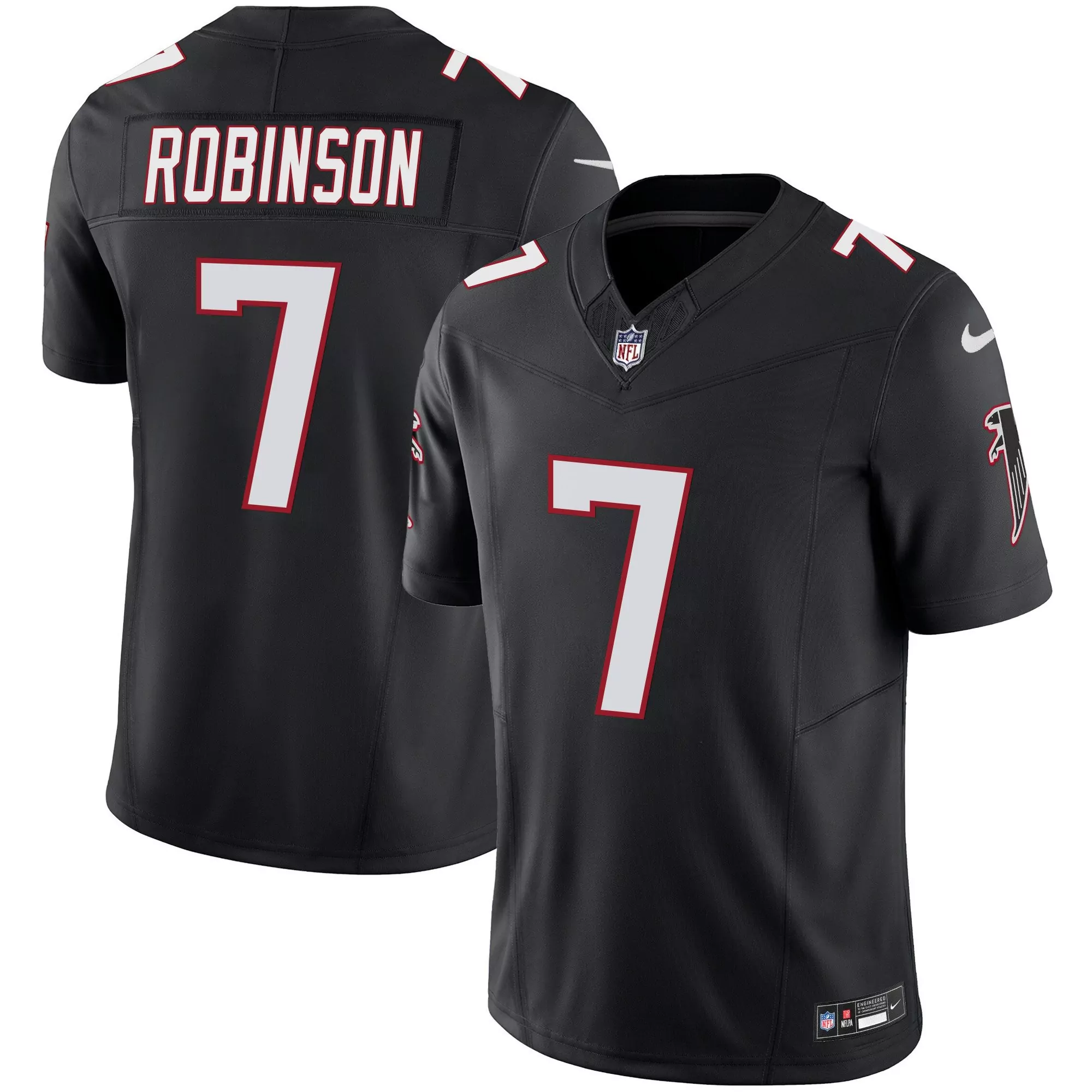 robinson 7 men s atlanta falcons black stitched jersey with name patch 2023