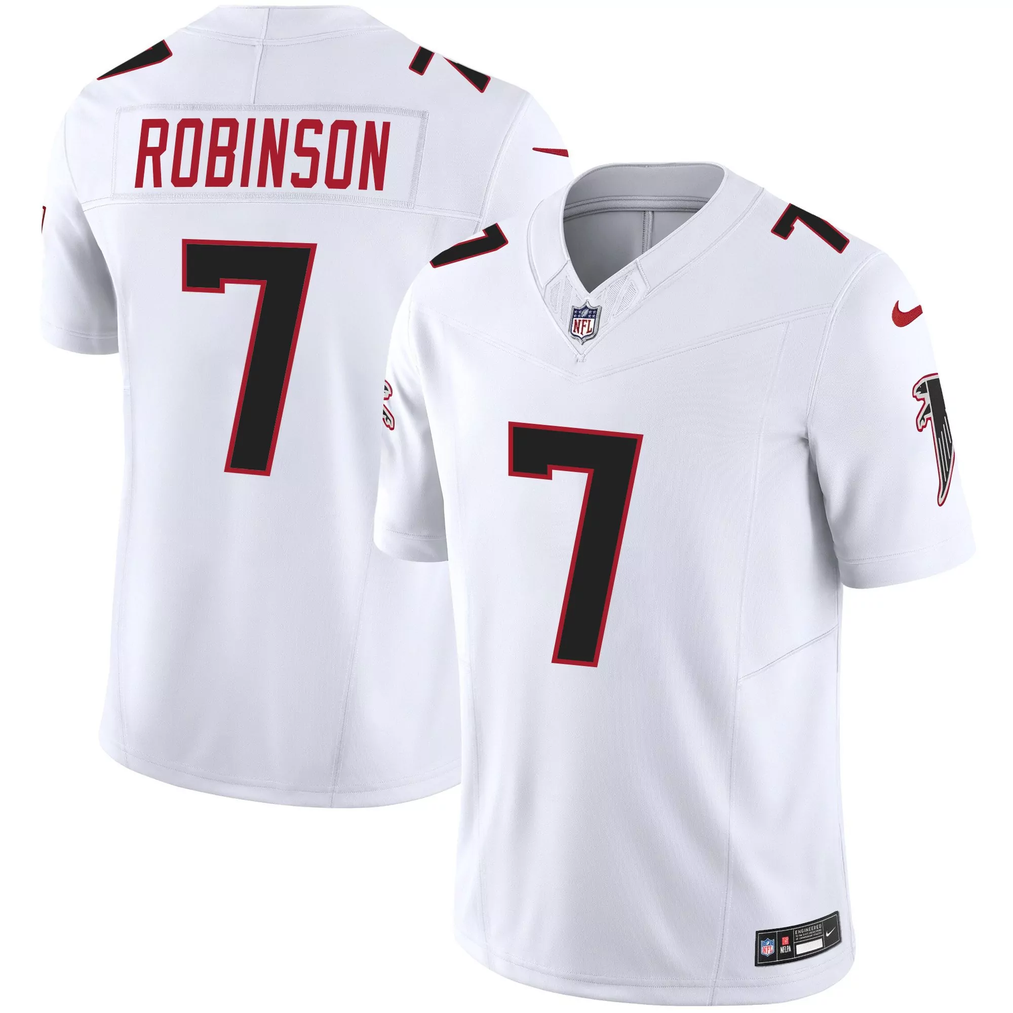 robinson 7 men s atlanta falcons white stitched jersey with name patch 2023