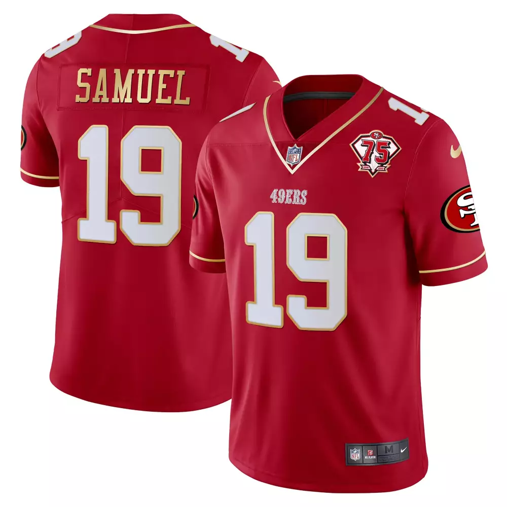 Samuel 19 San Francisco 49ers 2023 Red Stitched Jersey | 75th Anniversary Name Patch | Limited Edition Fan Gear | For Men, Women & Youth