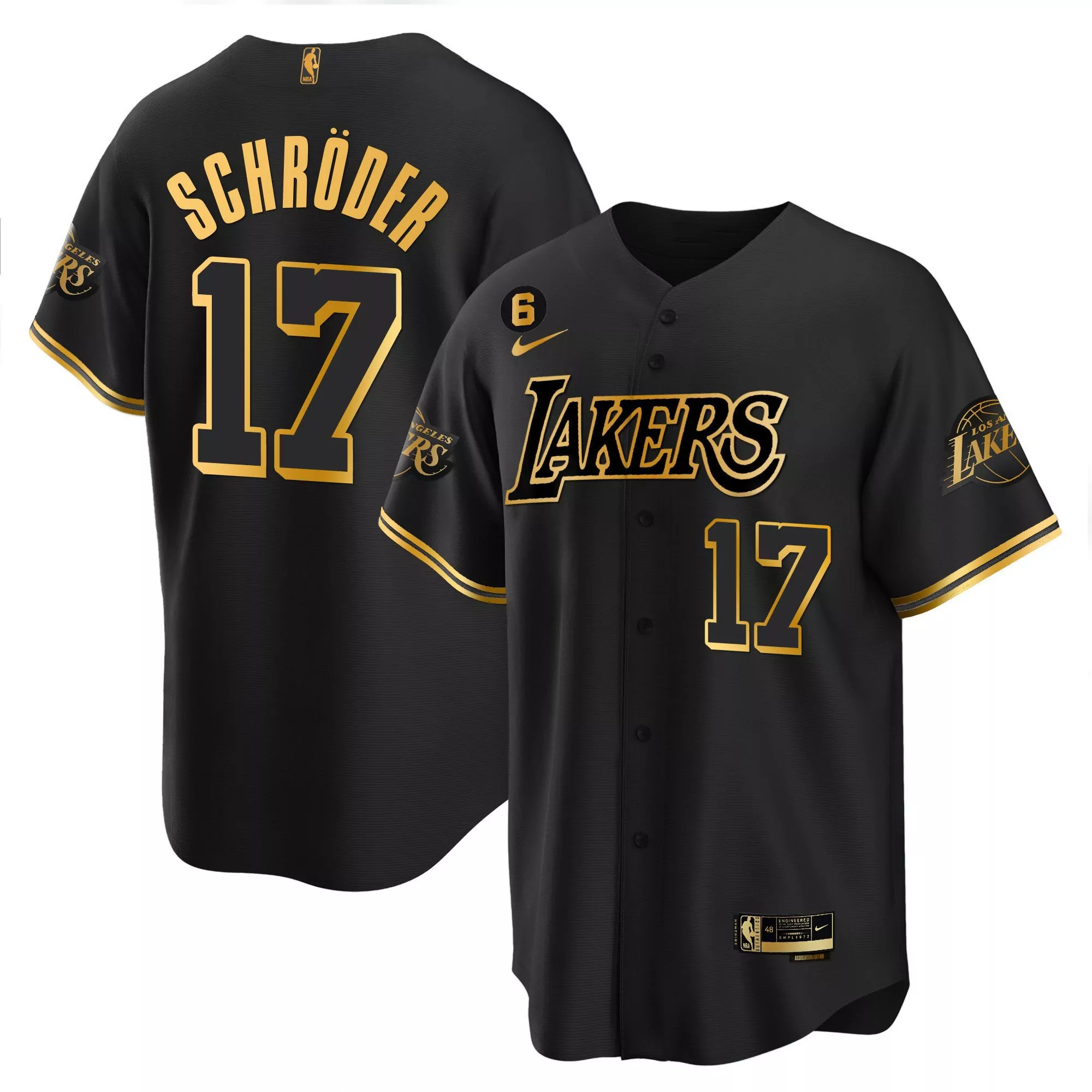 schroder 17 los angeles lakers black all stitched jersey name patch men s style 2023