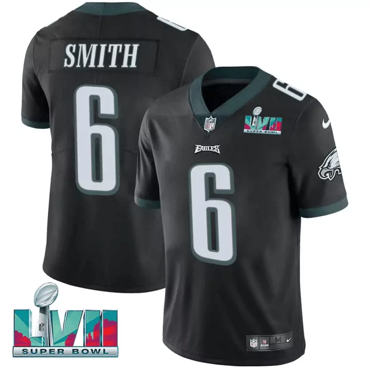 Smith 6 Philadelphia Eagles Black Stitched Jersey | Super Bowl LVII Patch 2023 | Limited Edition Fan Gear | For Men, Women & Youth