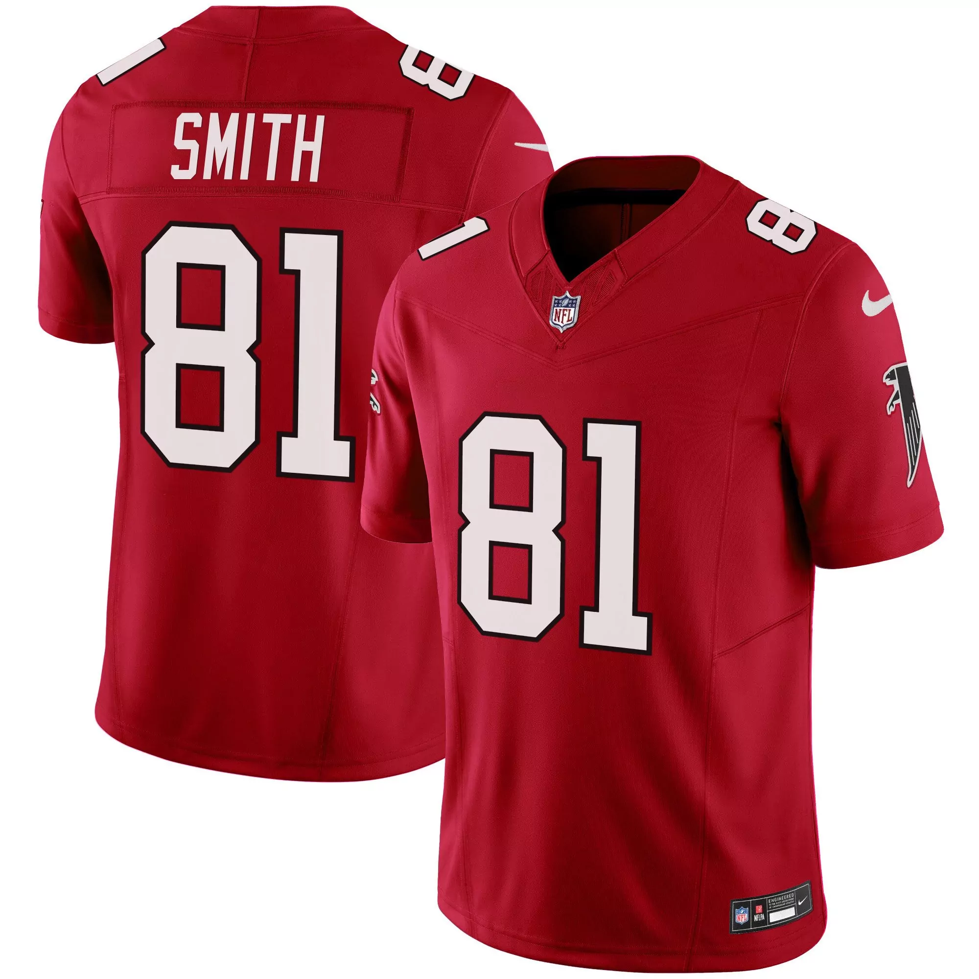 smith 81 atlanta falcons red stitched jersey men s 2023 name patch