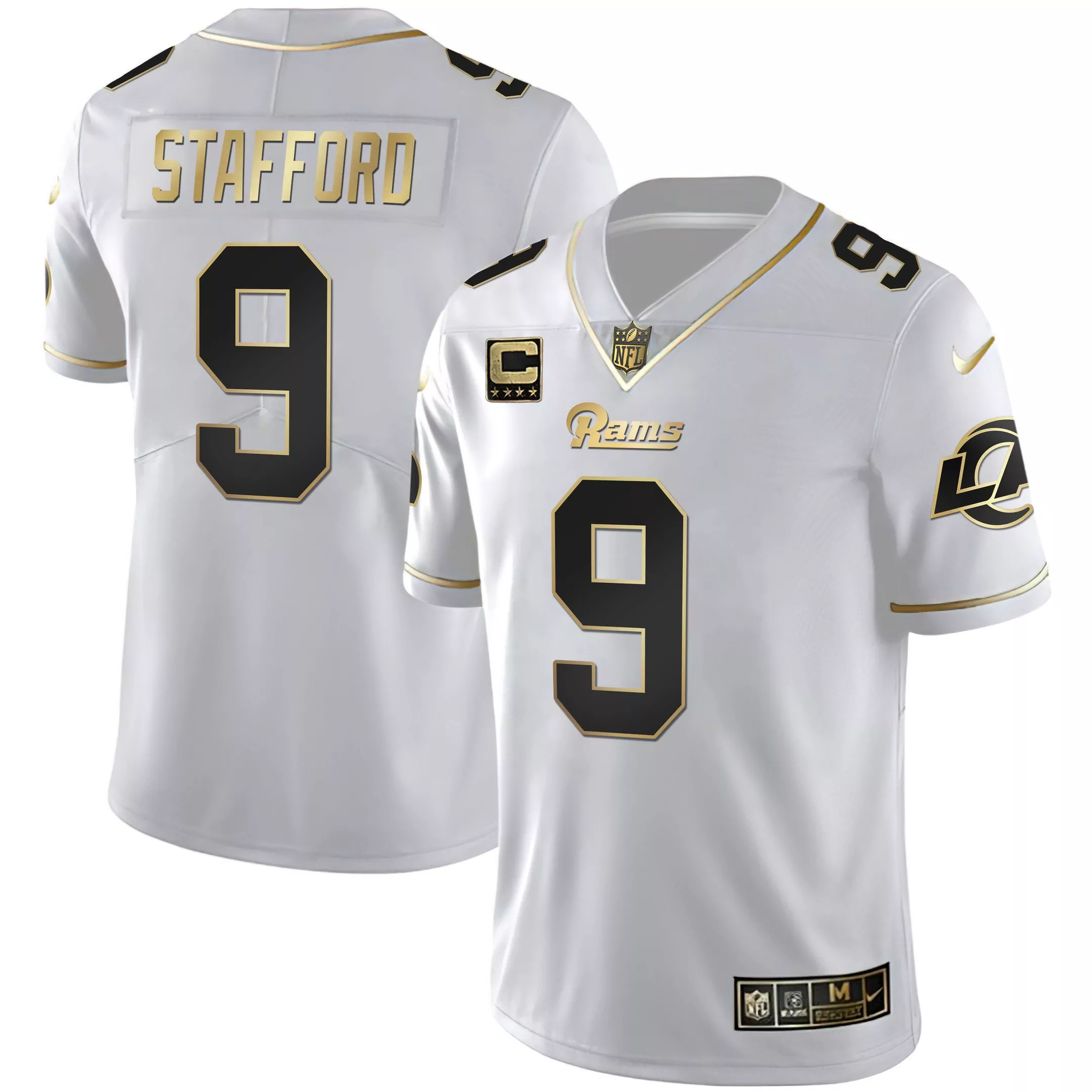stafford 9 los angeles rams men s white stitched jersey with name patch 2023