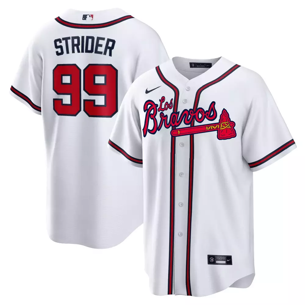 Strider 99 Atlanta Braves 2023 Stitched Jersey | White Name Patch Style | Fan Gear for Men, Women & Youth
