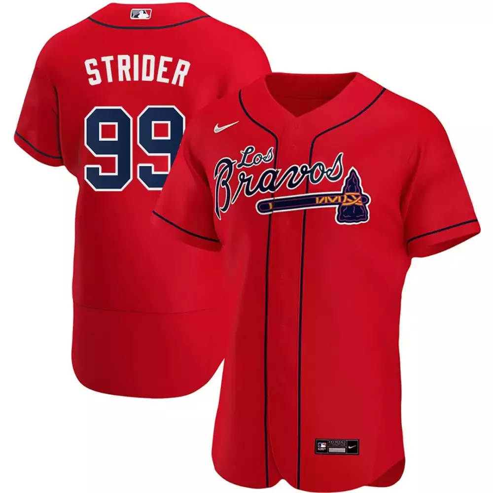 Strider 99 Atlanta Braves Men's Stitched Jersey | White Navy Name Patch 2023 | For Men, Women & Youth