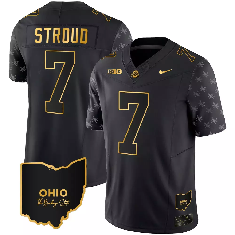 Stroud 7 Ohio State Buckeyes 2023 Alternate Gold Stitched Jersey | Men's Fan Gear with Name Patch | For Game Day | For Men, Women & Youth