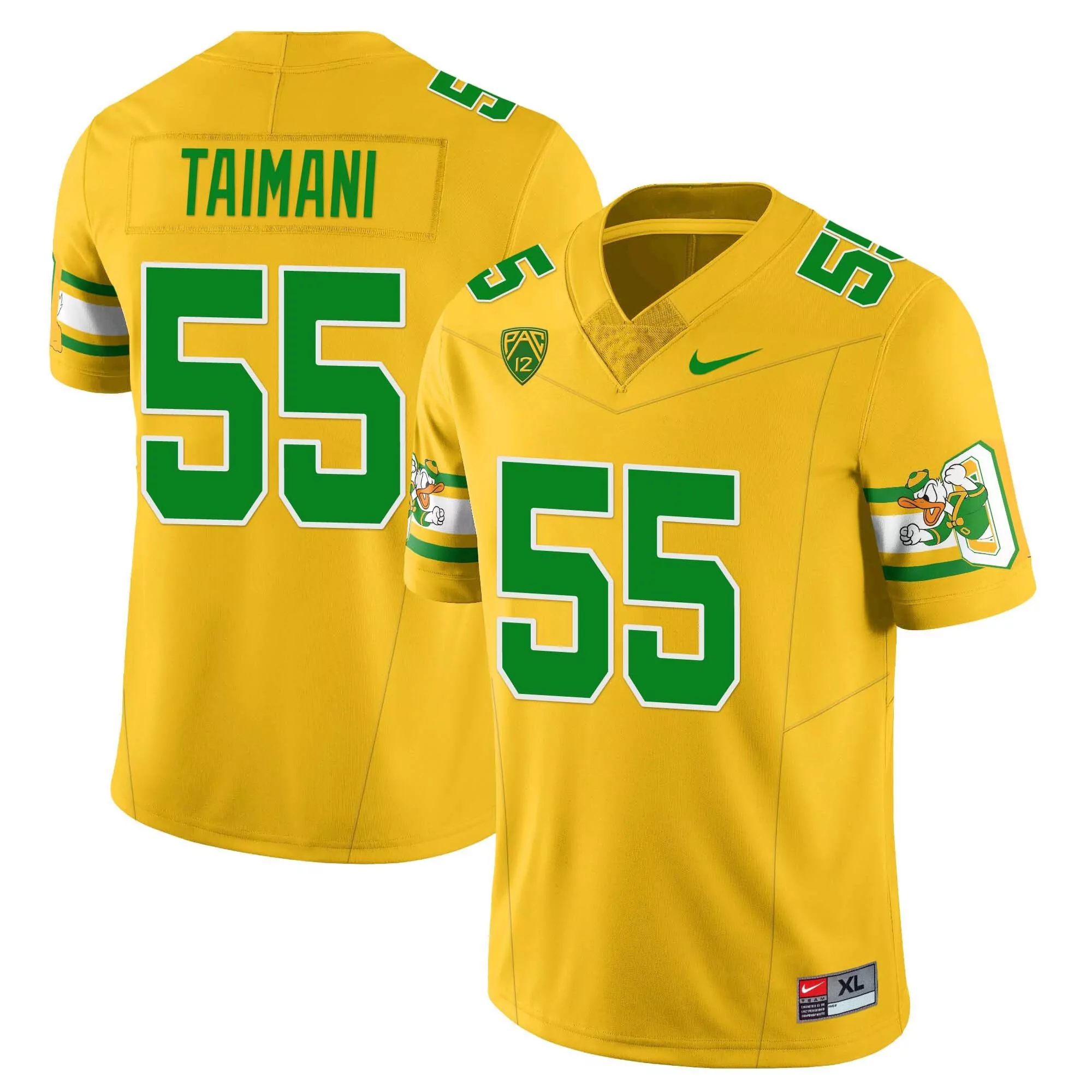 taimani 55 men s stitched oregon ducks yellow jersey name patch 2023