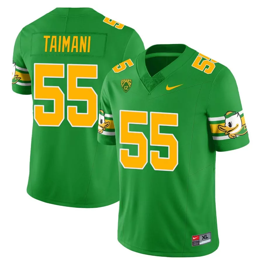 taimani 55 men s stitched oregon ducks yellow jersey name patch 2023