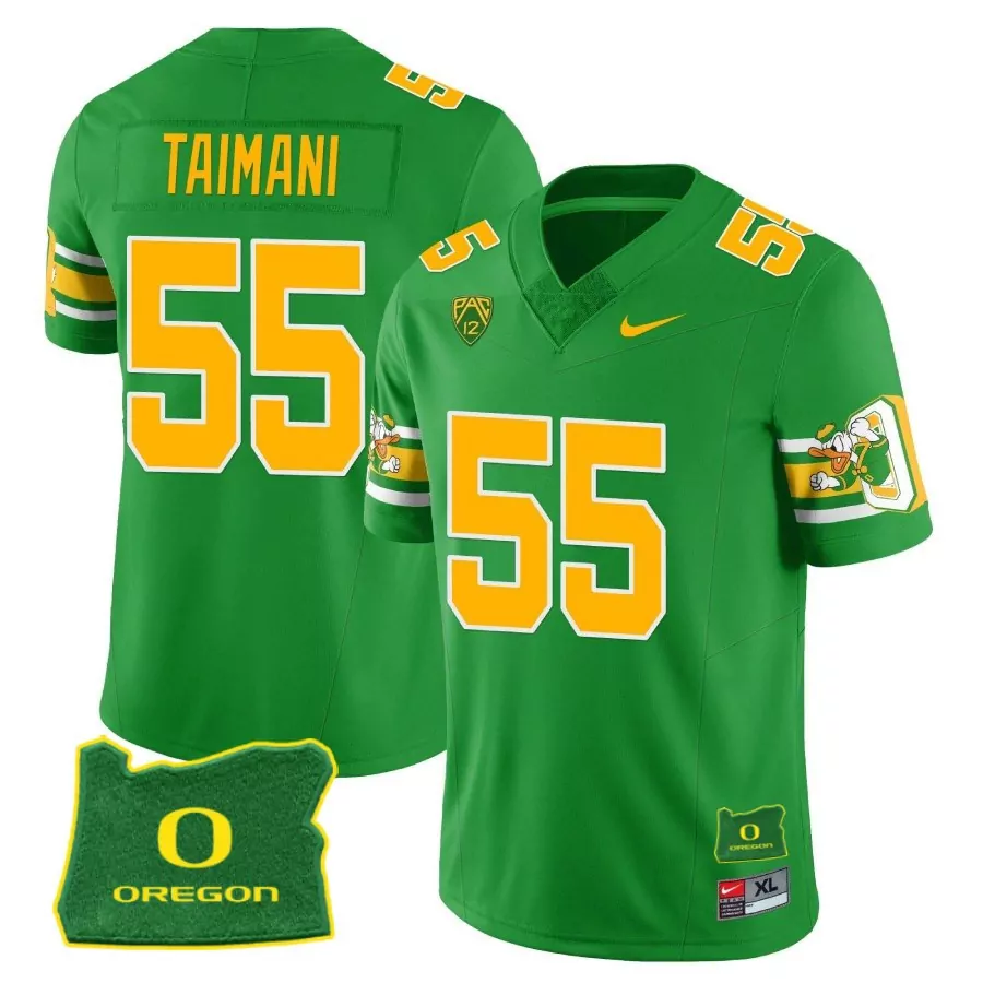 taimani 55 men s stitched oregon ducks yellow jersey name patch 2023