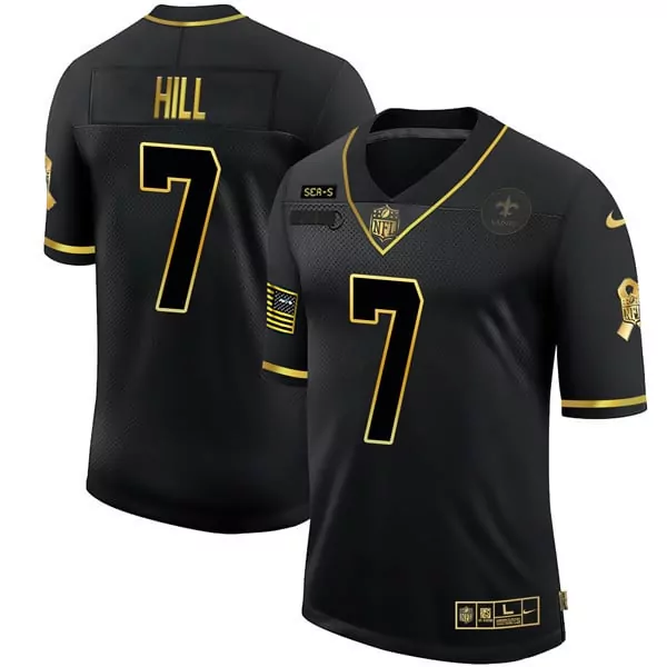 taysom hill 7 new orleans saints men s black stitched jersey name patch 2023