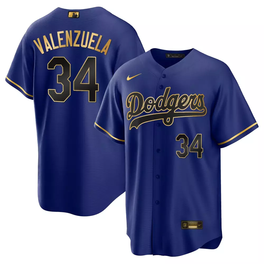valenzuela 34 men s los angeles dodgers blue all stitched jersey name patch 2023