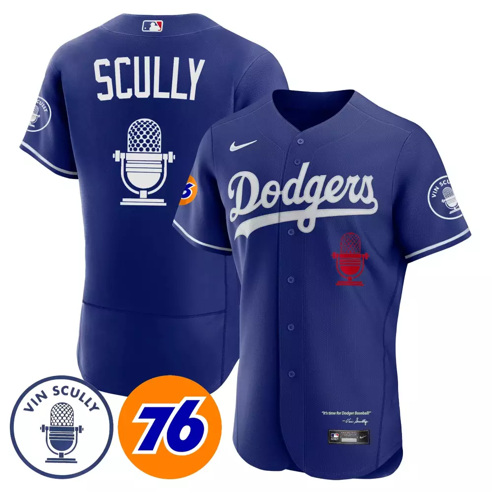 Vin Scully Dodgers 76 Blue Stitched Jersey | 2023 Style | Celebrate with Fan Gear | For Men, Women & Youth