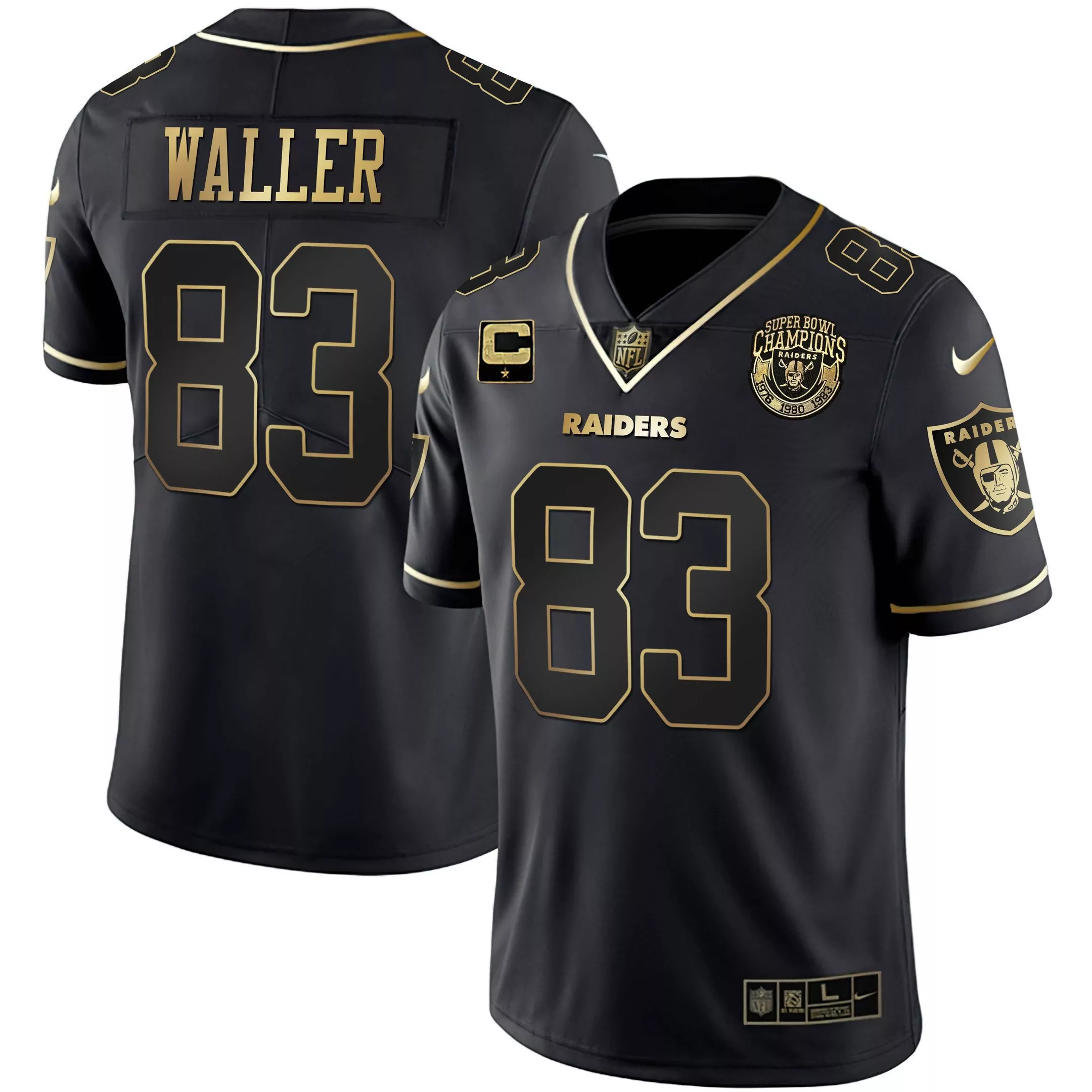 waller 83 raiders black stitched jersey name patch men s 2020 nfl jersey