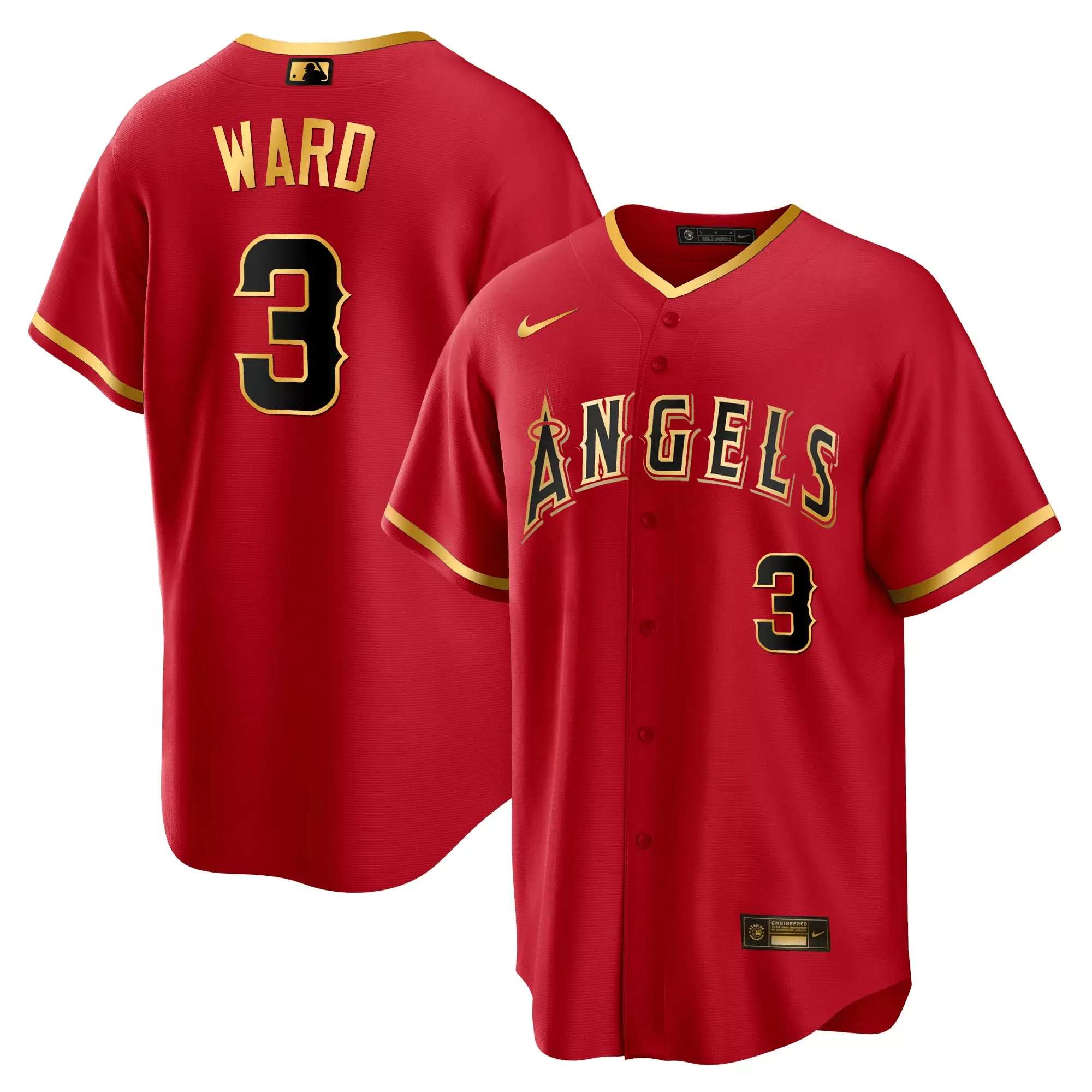 ward 3 los angeles angels red all stitched men s jersey name patch 2023
