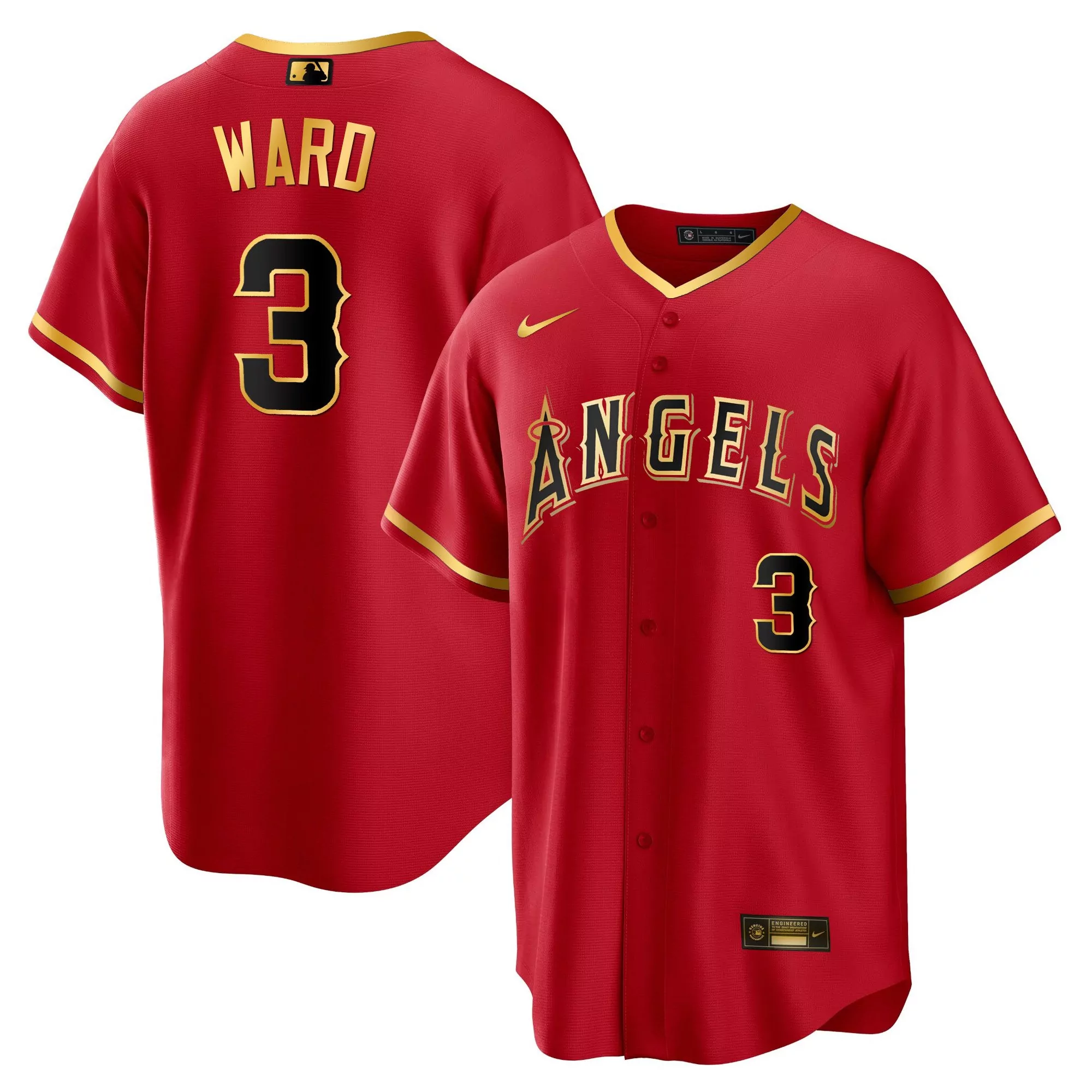 ward 3 men s los angeles angels red stitched jersey name patch 2023
