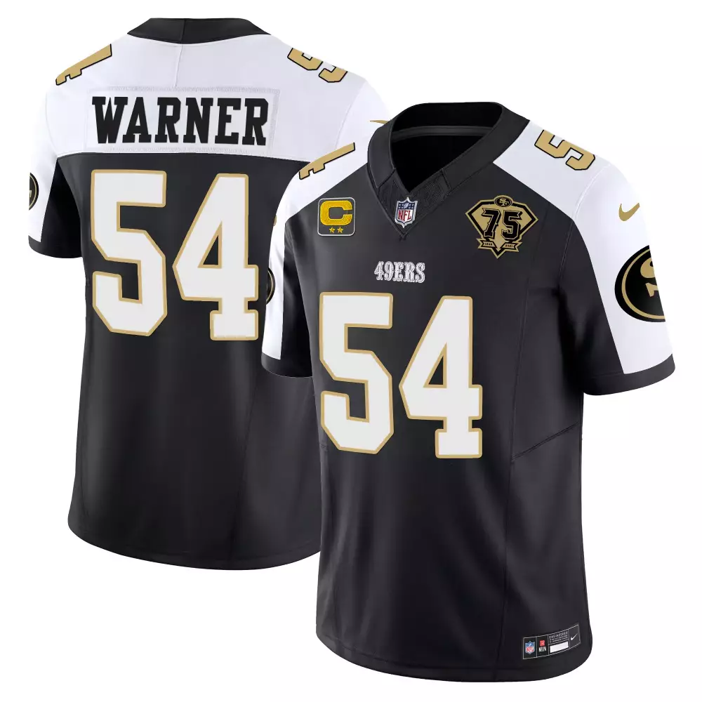 Warner 54 San Francisco 49ers 2023 Red Stitched Jersey | 75th Anniversary Name Patch | For Men, Women & Youth