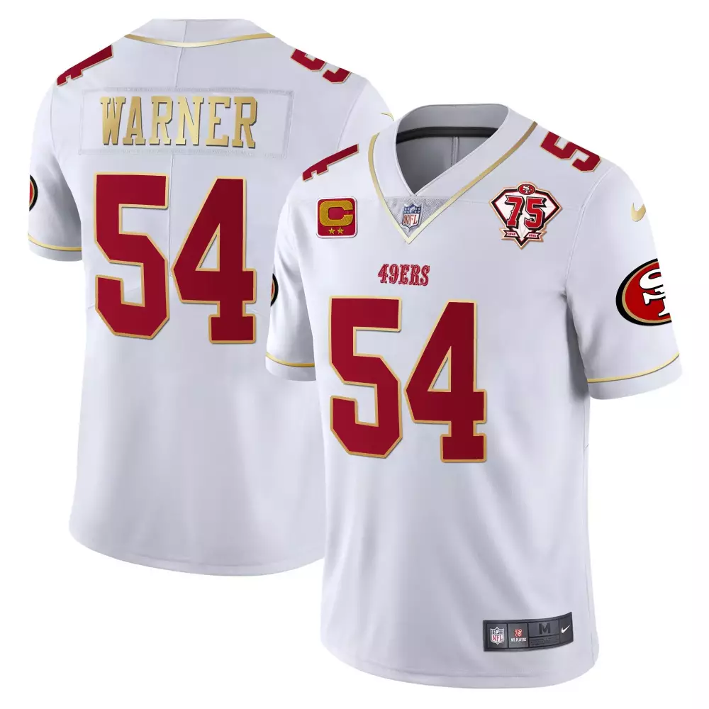 Warner 54 San Francisco 49ers 75th Anniversary Jersey | White Stitched | Game Day Outfit | For Men, Women & Youth